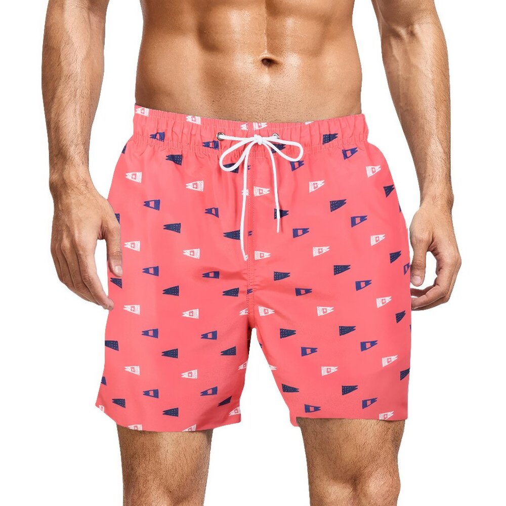 Men's Printed Swim Shorts with Pockets  Beachwear Bathing Suits Board Trunks